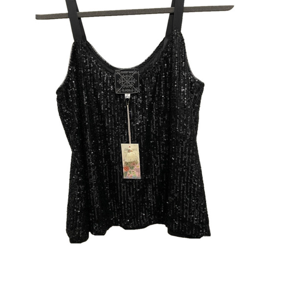 Johnny Was Top Womens small Black Amy Easy Cami Sequins L13121-O NWT $170 - Picture 4 of 6